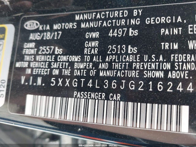 5XXGT4L36JG216244 KIA Optima Lx