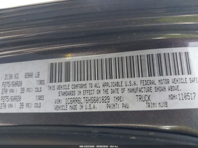 1C6RR6LT6HS601829 RAM 1500 Big Horn  4x2 5'7 Box
