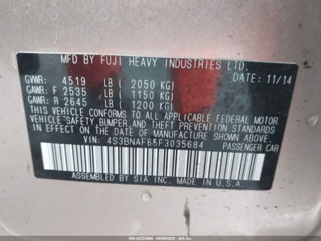 4S3BNAF65F3035684 Subaru Legacy 2.5i Premium