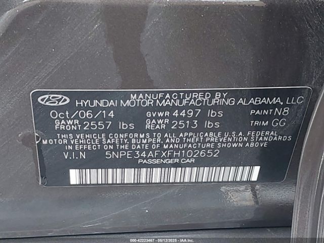 5NPE34AFXFH102652 Hyundai Sonata Sport