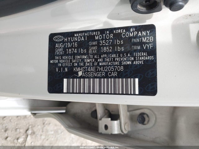 KMHCT4AE7HU205708 Hyundai ACCENT SE