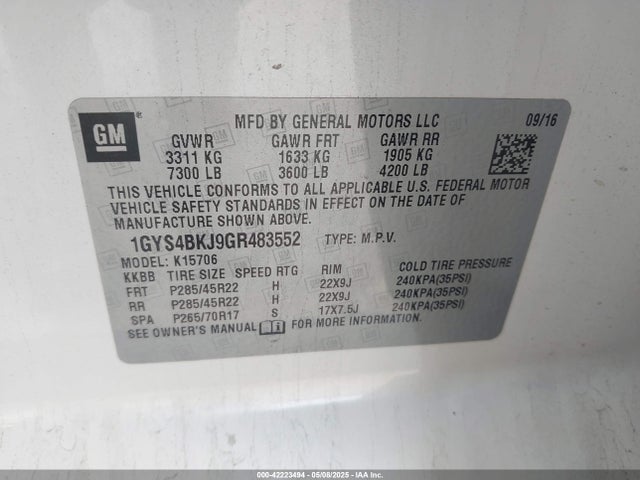 2016 CADILLAC ESCALADE 1GYS4BKJ9GR483552 Photo 8