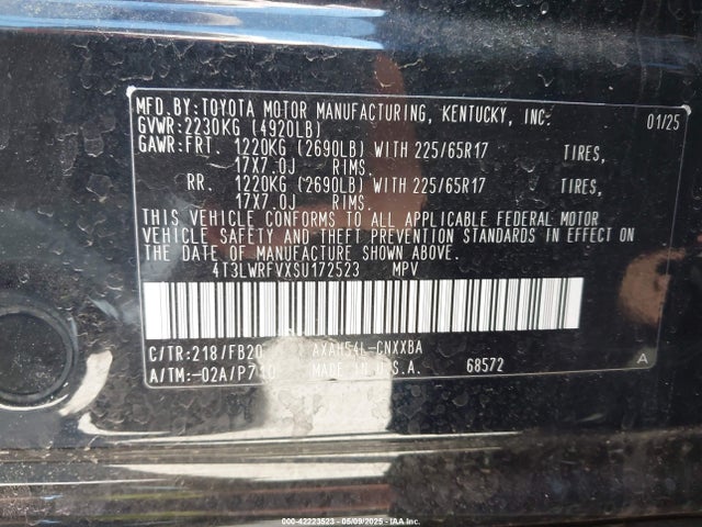 4T3LWRFVXSU172523 Toyota Rav4 Hybrid Le