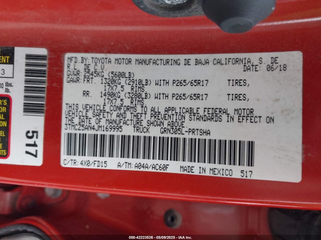 3TMCZ5AN4JM169995 Toyota Tacoma Trd Sport