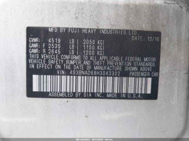 4S3BNAD68H3043302 Subaru Legacy 2.5i Premium