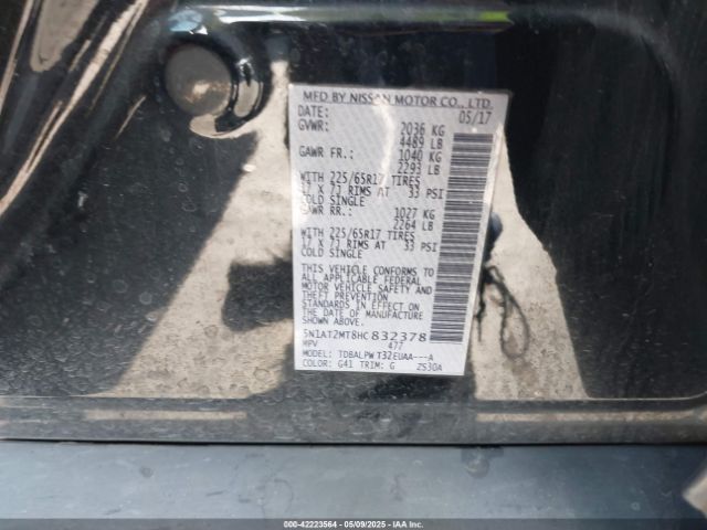 5N1AT2MT8HC832378 Nissan ROGUE S