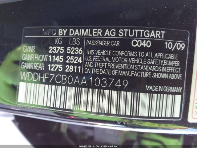 2010 MERCEDES-BENZ E 550 WDDHF7CB0AA103749 Photo 8