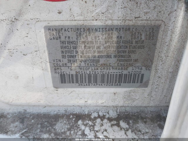 Nissan SENTRA SV 2019 3N1AB7AP4KY208588 Image 9