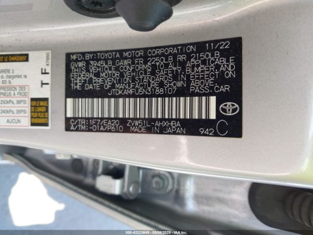 2022 TOYOTA PRIUS JTDKAMFU5N3188107 Photo 8