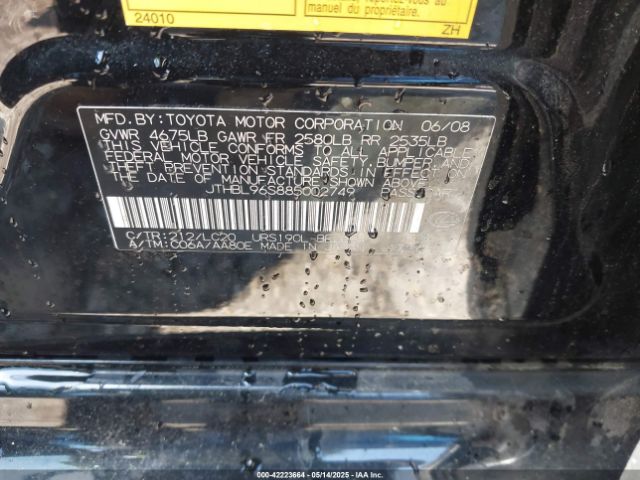 2008 LEXUS GS 460 JTHBL96S885002749 Photo 8