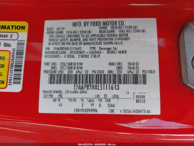 2020 FORD MUSTANG 1FA6P8THXL5111643 Photo 8