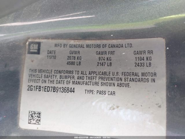 2011 CHEVROLET CAMARO 2G1FB1ED7B9136844 Photo 8