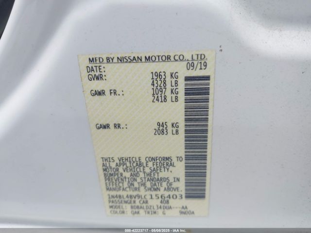 1N4BL4BV9LC156403 Nissan Altima S Fwd