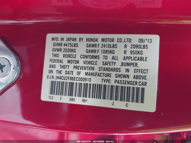 JH4CU2F86EC000910 Acura k24z3
