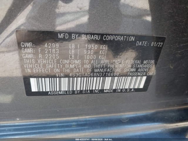 4S3GTAD68N3716600 Subaru Impreza Premium 5-door