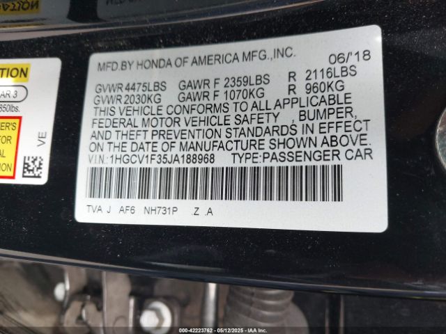 1HGCV1F35JA188968 Honda Accord Sport