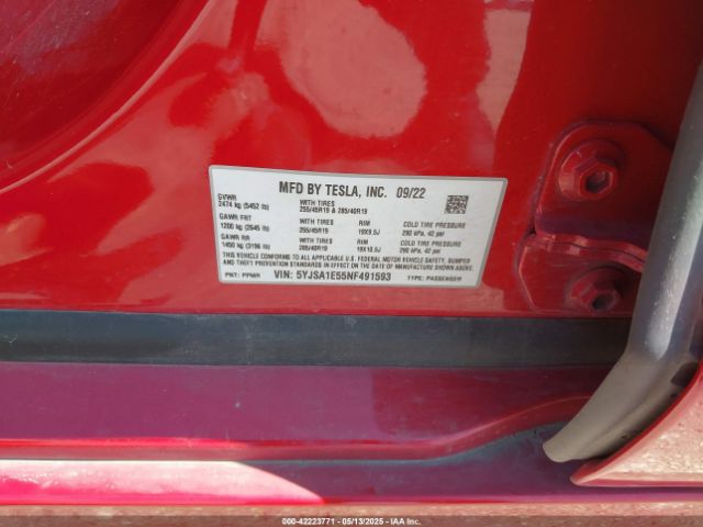2022 TESLA MODEL S 5YJSA1E55NF491593 Photo 8