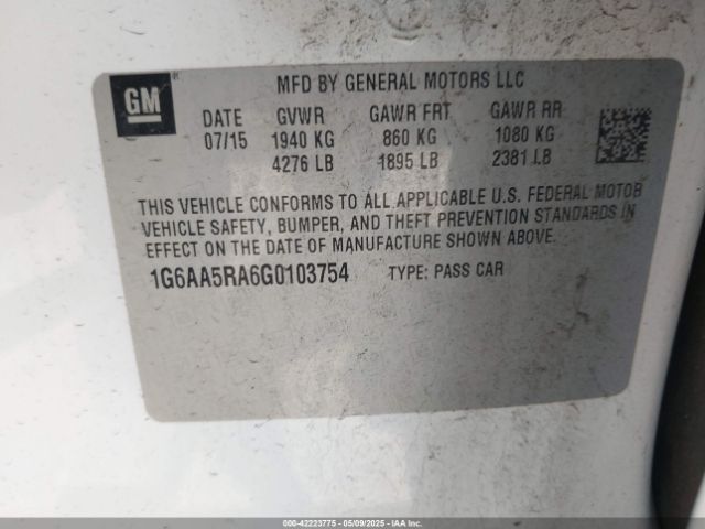 1G6AA5RA6G0103754 Cadillac Ats Standard