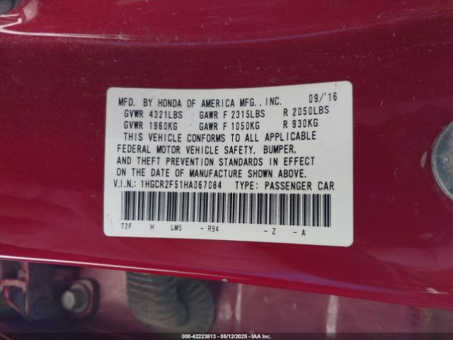 1HGCR2F51HA067084 Honda Accord Sport