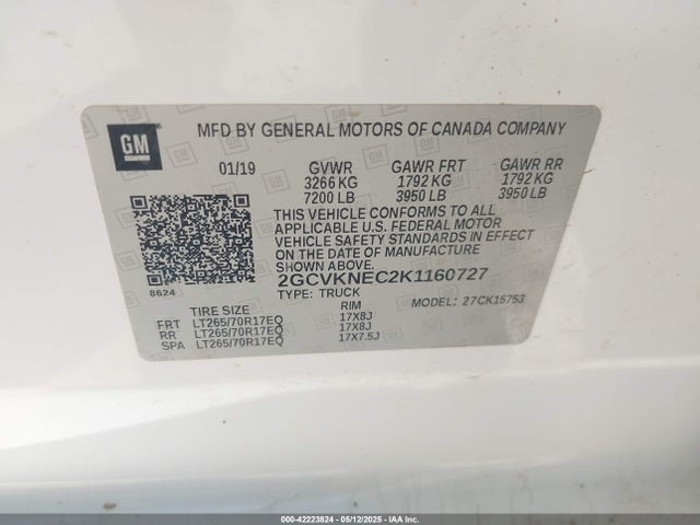 2GCVKNEC2K1160727 Chevrolet Silverado 1500 Ld Wt