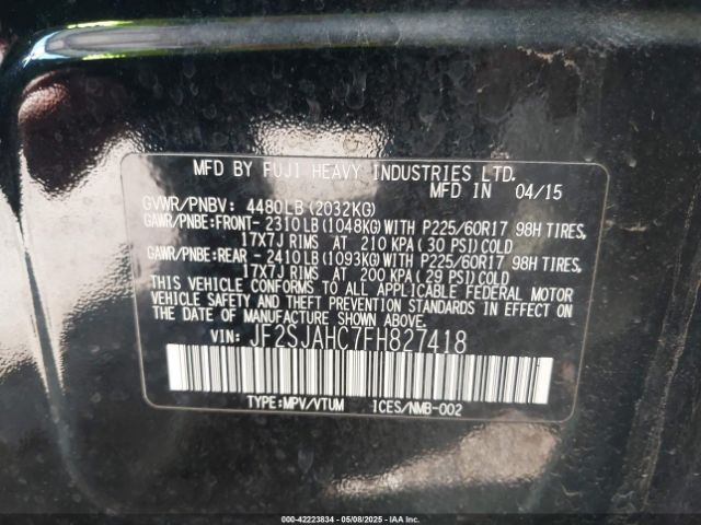 JF2SJAHC7FH827418 Subaru Forester 2.5i Limited