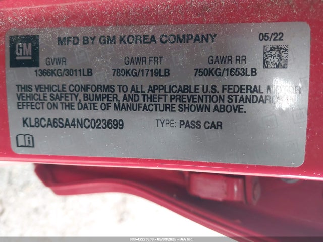 Chevrolet lv7 2022 KL8CA6SA4NC023699 Image 9