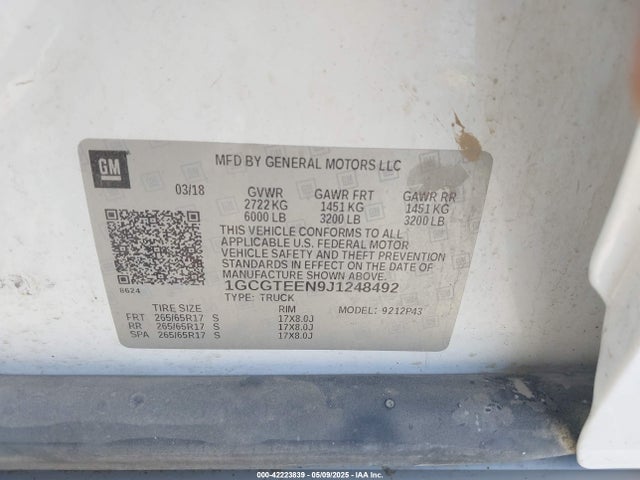 1GCGTEEN9J1248492 Chevrolet lg2 - di: direct injection, vvt: variable valve timing, alum, var2, gen2