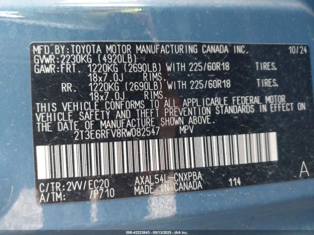 2024 TOYOTA RAV4 HYBRID 2T3E6RFV8RW082547 Photo 8