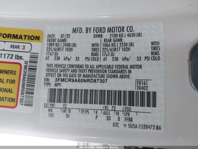 Ford dragon 2022 3FMCR9A60NRD87307 Image 9