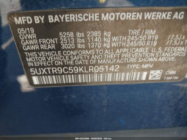 5UXTR9C59KLR05142 BMW X3 Xdrive30i