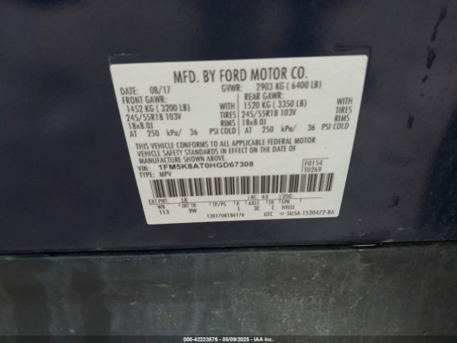 1FM5K8ATOHGD67308 Ford Police Interceptor
