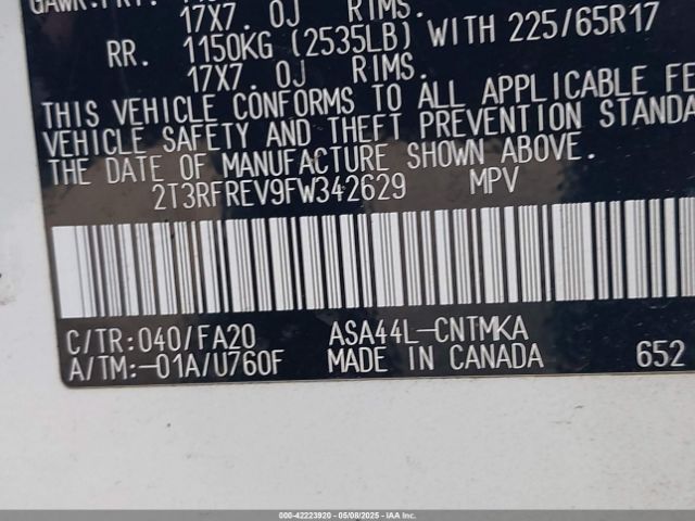 2015 TOYOTA RAV4 2T3RFREV9FW342629 Photo 8