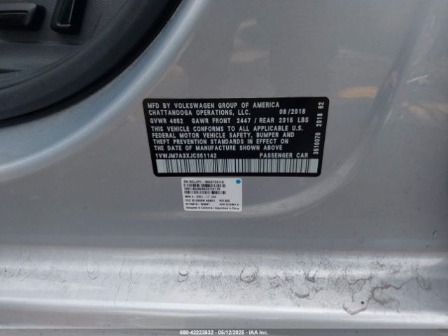 2018 VOLKSWAGEN PASSAT 1VWJM7A3XJC051142 Photo 8
