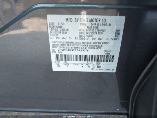 2FMPK4K97RBA75278 Ford Edge Titanium