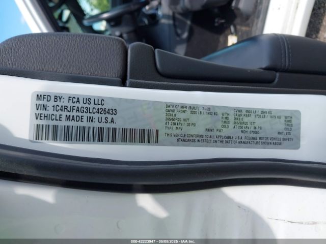 2020 JEEP GRAND CHEROKEE 1C4RJFAG3LC426433 Photo 8
