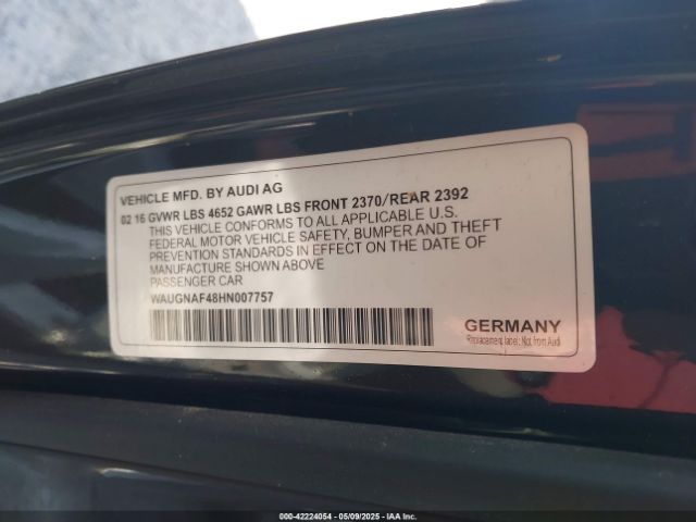 WAUGNAF48HN007757 Audi A4 2.0t Premium