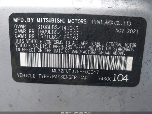 2022 MITSUBISHI MIRAGE G4 ML32FUFJ7NHF02047 Photo 8
