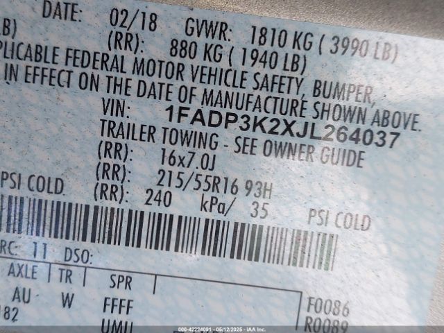 2018 FORD FOCUS 1FADP3K2XJL264037 Photo 8