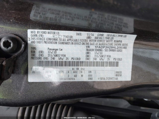 Ford FOCUS SEL 2017 1FADP3H29HL209385 Image 9