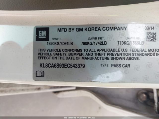 KL8CA6S93EC543379 Chevrolet Spark Ls Manual