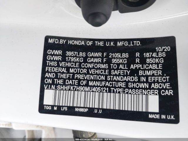 SHHFK7H90MU405121 Honda Civic Sport Touring