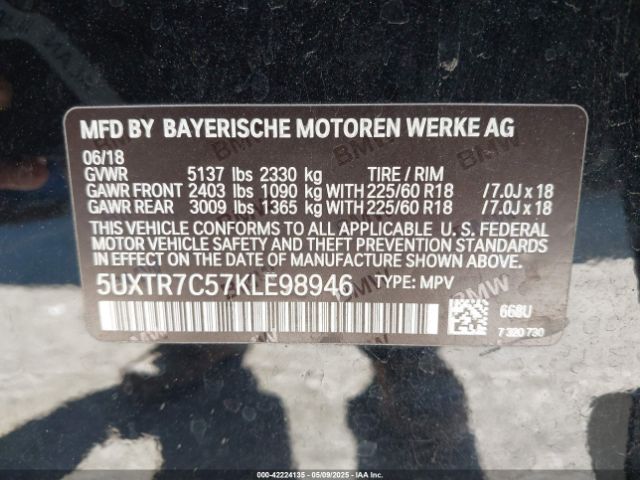 5UXTR7C57KLE98946 BMW X3 Sdrive30i