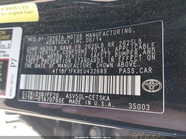4T1BF1FK8EU432689 Toyota CAMRY SE