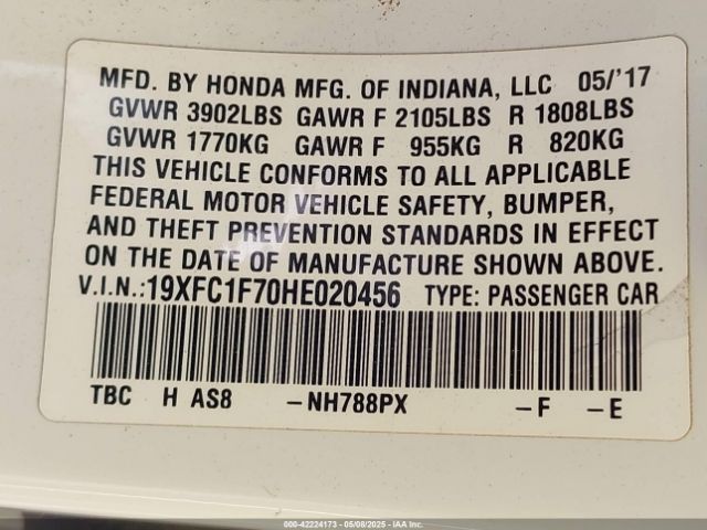 19XFC1F70HE020456 Honda Civic Ex-l