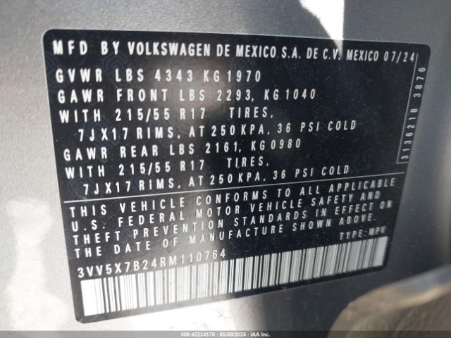 2024 VOLKSWAGEN TAOS 3VV5X7B24RM110764 Photo 8