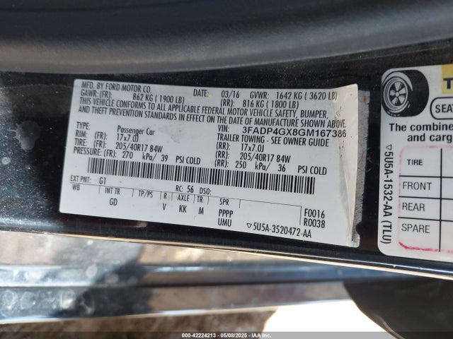3FADP4GX8GM167386 Ford 1.6l gtdi