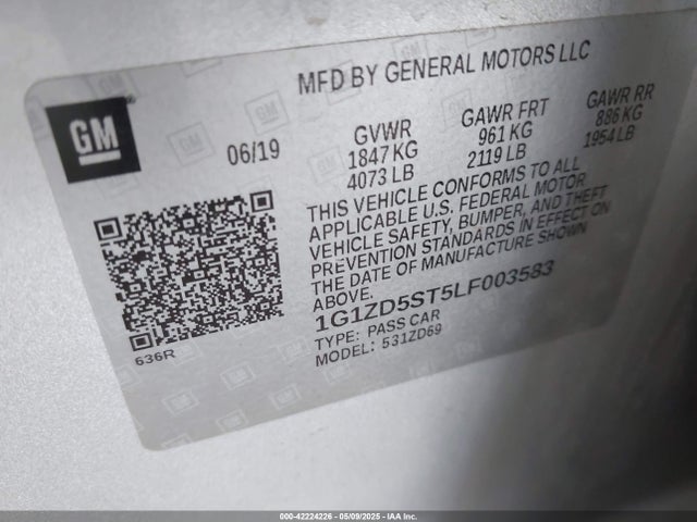 1G1ZD5ST5LF003583 Chevrolet lfv - direct injection, variable valve timing, gen 1