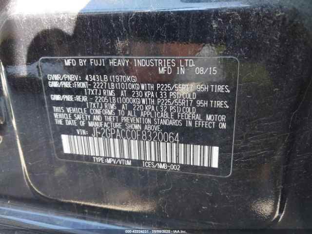 JF2GPACC0F8320064 Subaru Xv Crosstrek 2.0i Premium