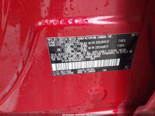 2T3ZFREV5HW400531 Toyota 2ar-fe