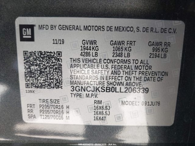 3GNCJKSB0LL206339 Chevrolet Trax Fwd Ls